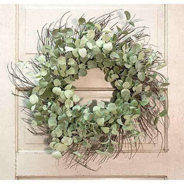 Silver Drop Eucalyptus Twig Wreath, 24